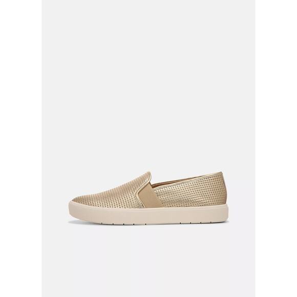 Vince Blair Perforated Leather Slip-On Sneakers Size 6 Gold - Picture 4 of 13